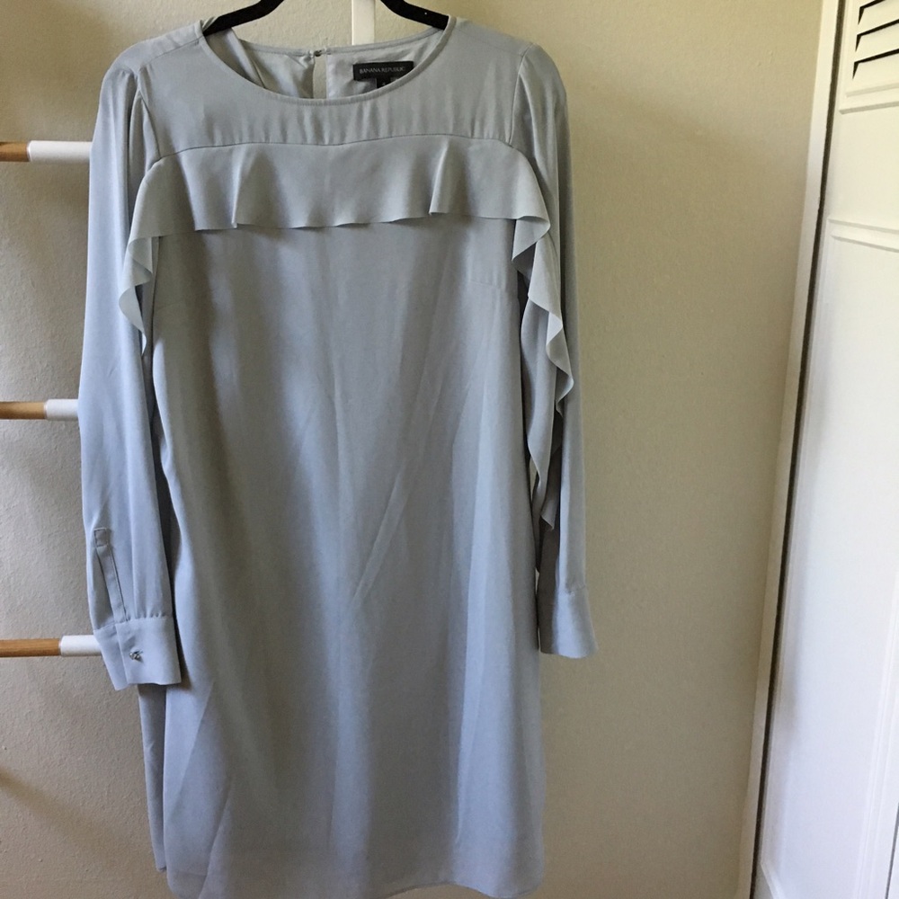Banana Republic Light Blue Long Sleeve Ruffle Dress